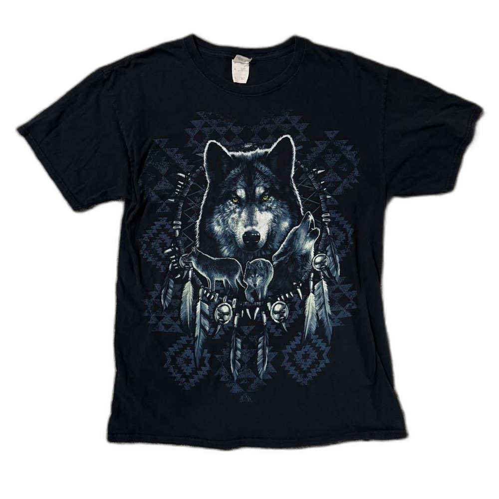 Vintage Men's Wolf Graphic T Shirt